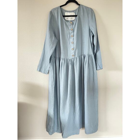 notPERFECTLINEN Dresses & Skirts - not PERFECT LINEN Blue MAMA Long Sleeve Maxi Dress (XL)